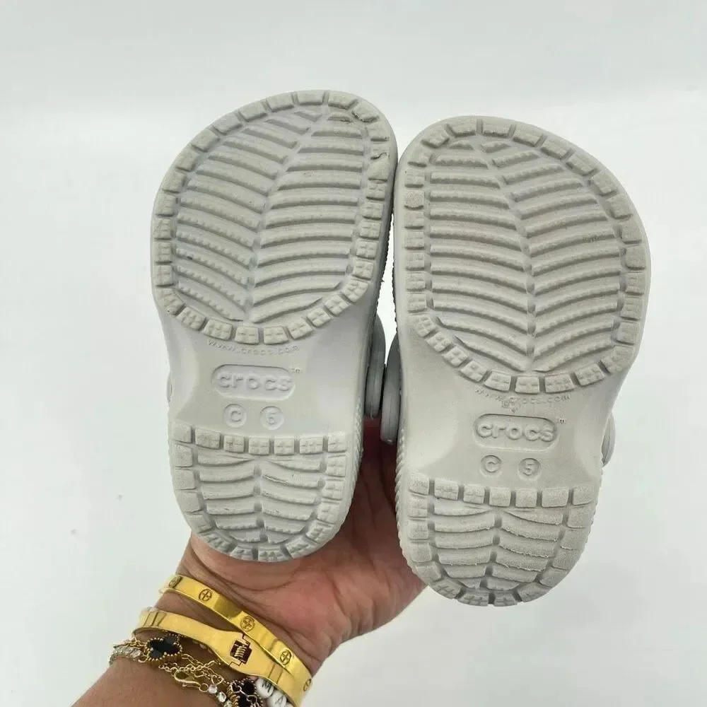 Crocs Toddler Classic Clog Gray C5 Slip On Sandals My Little Pony Jibbitz